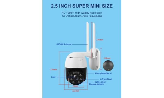 Поворотная WIFI камера ptz 122 со слежением версия v4 2022 года