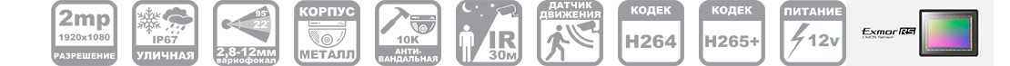 Параметри камери R52 IP камера антивандальная R52