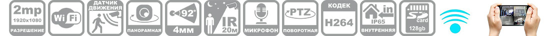 Параметры поворотной wifi камеры